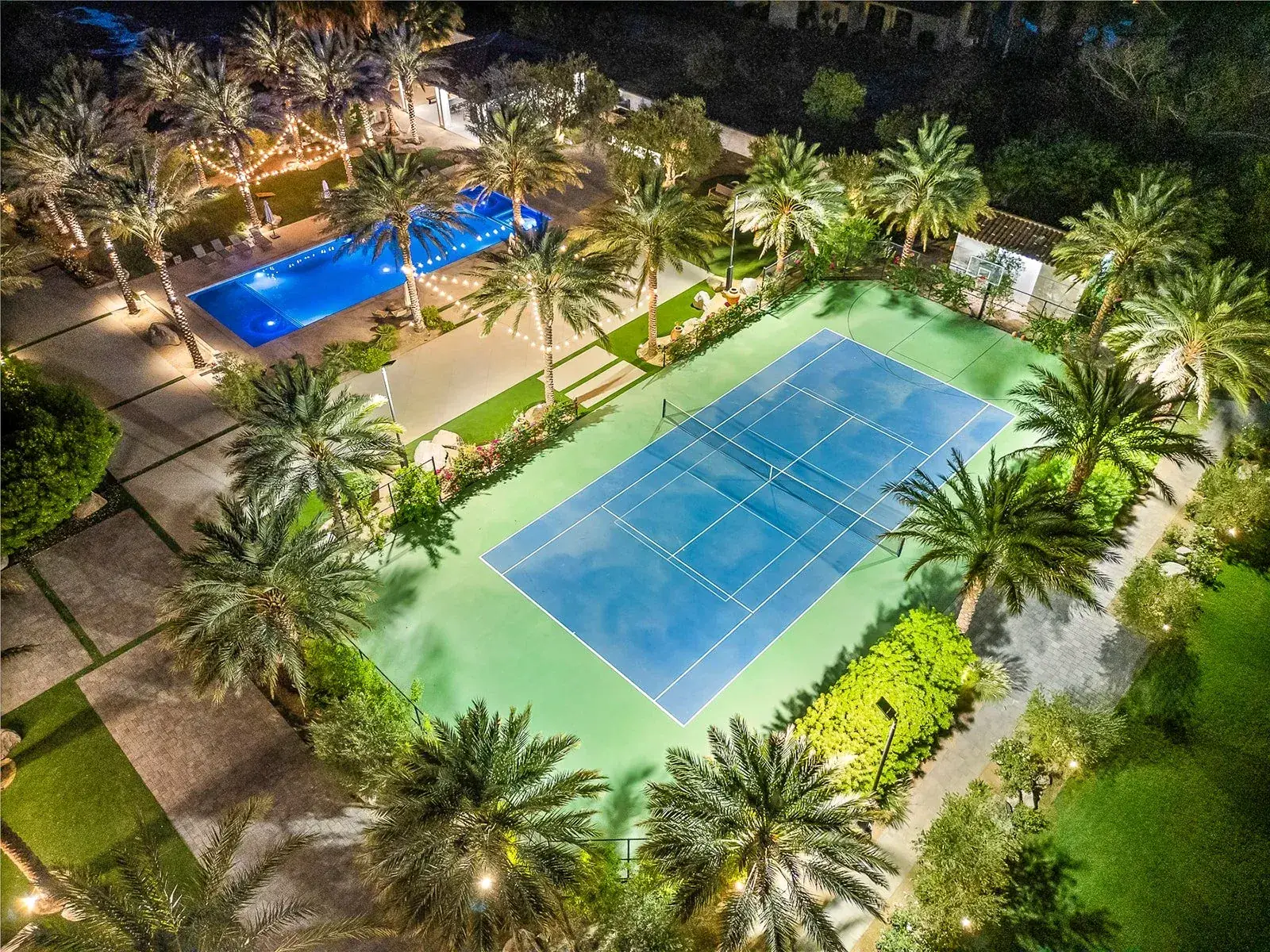 Aerial view of the tennis and pickleball courts