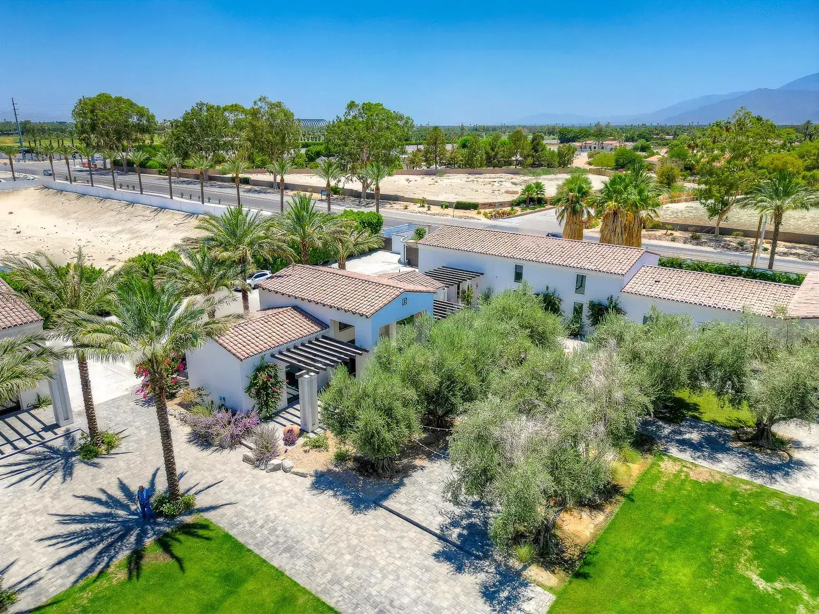 Aerial view of the estate by day