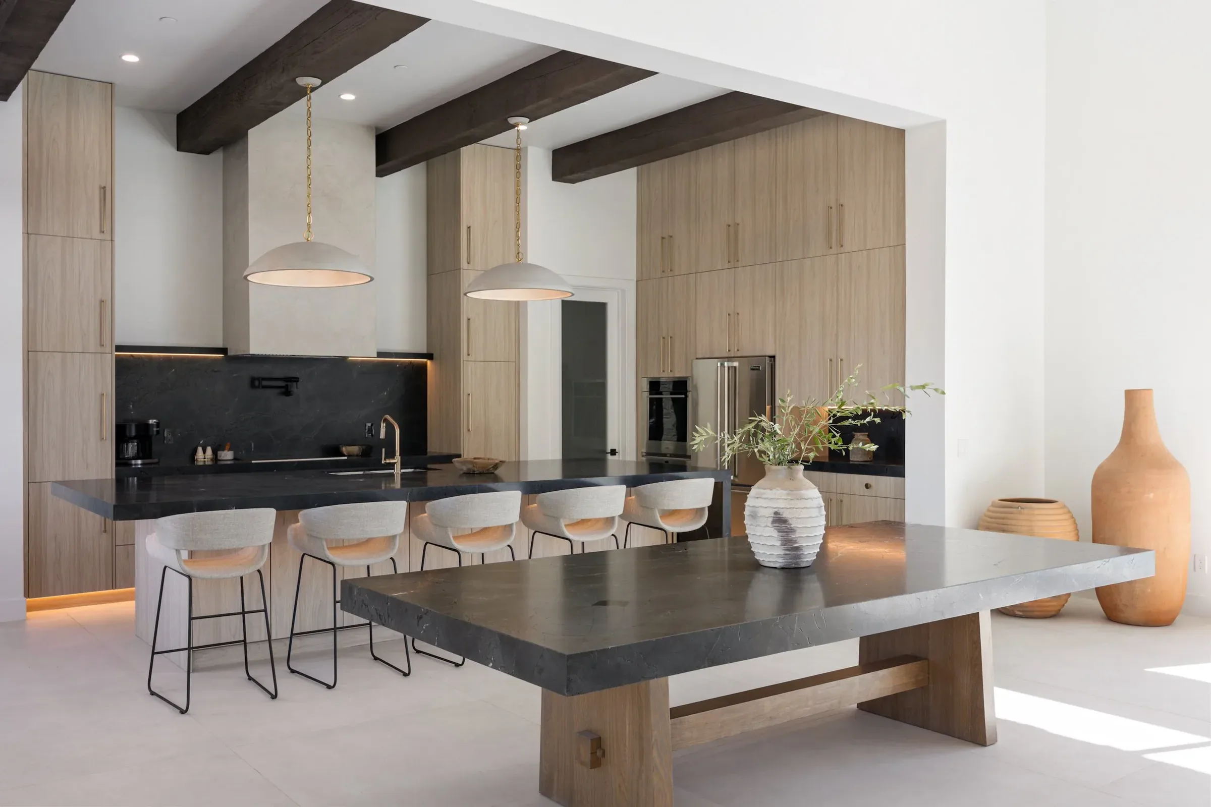 Dark stone chef's kitchen