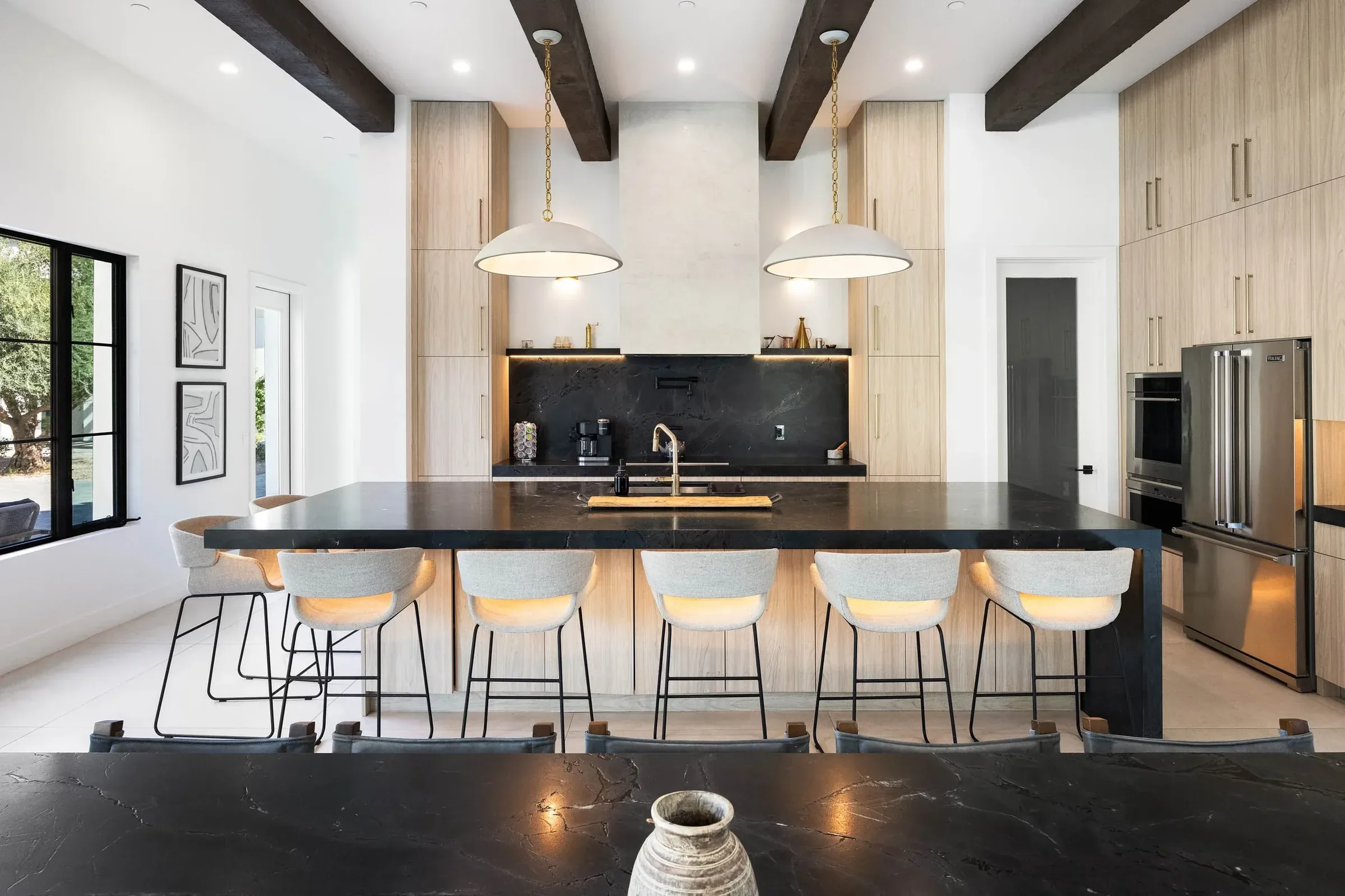 Chef's kitchen with stone island