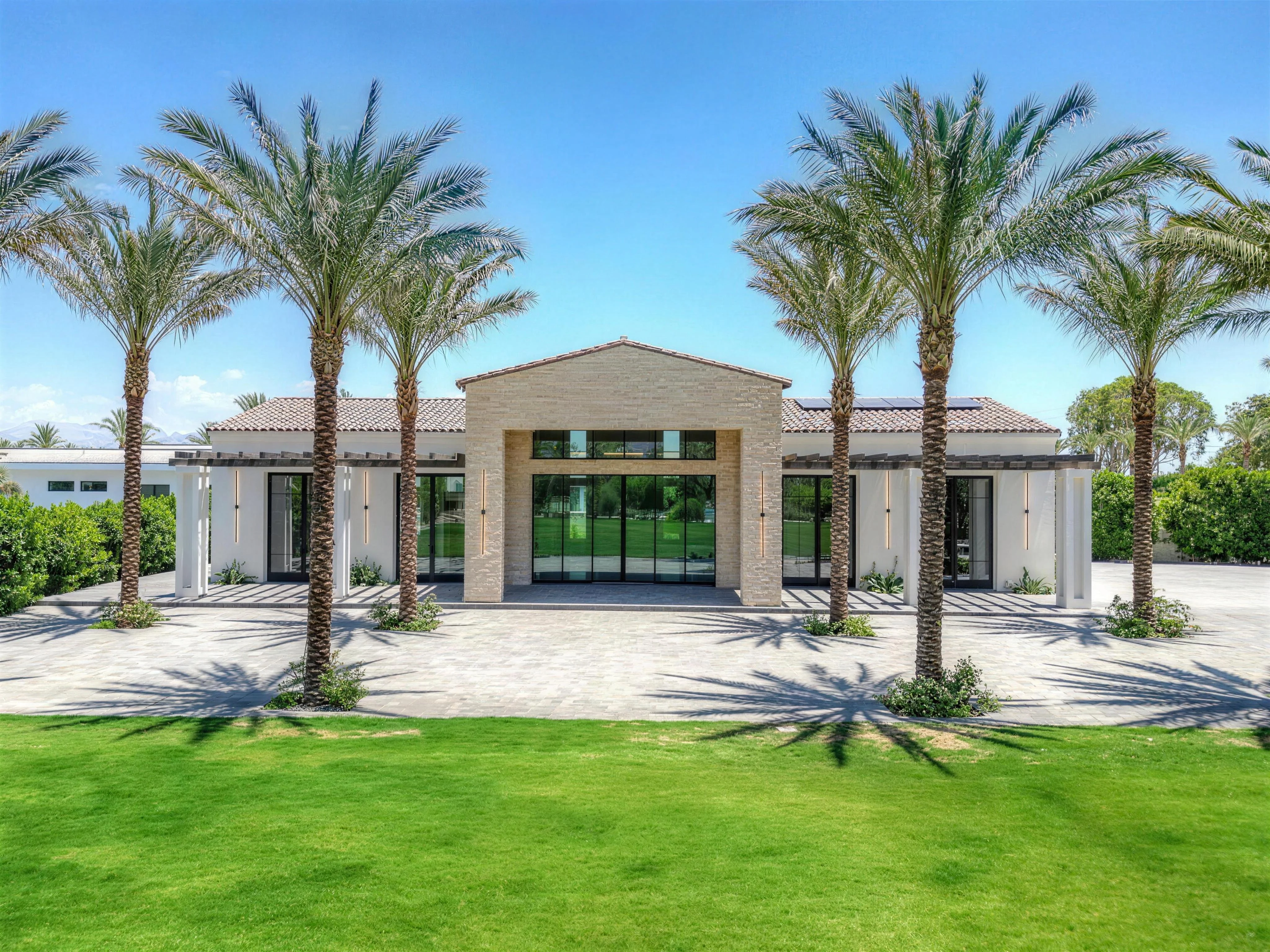 The front elevation of the estate villa